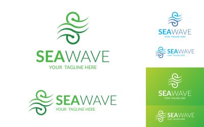 Szablon logo z literą S Sea Wave