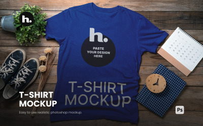 T-shirt Mockup PSD - Magliette realistiche sulla scrivania vol005