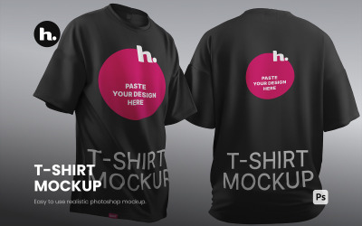T-Shirt-Modell PSD - Zwei realistische T-Shirts auf dem bearbeitbaren Hintergrund vol003