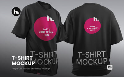 T-shirts Mockup PSD - Two Realistic T-shirts on the Editable Background vol003