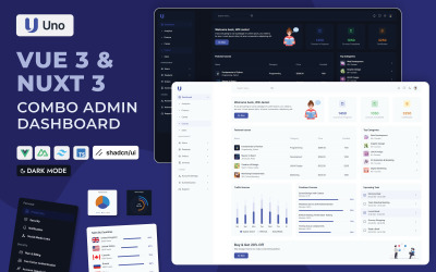 Uno – Vue 3 &amp;amp; Nuxt 3 Combo TailwindCSS Admin Dashboard Mall