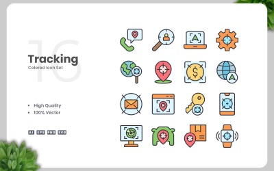 16 farbige Tracking-Symbole gesetzt