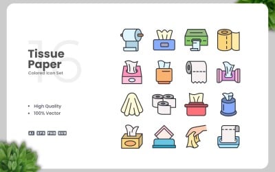 16 Tissue Paper Colored Icons Set