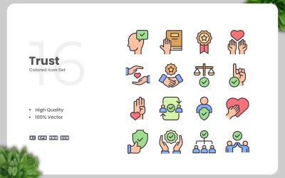 16 Trust Colored Icons Set
