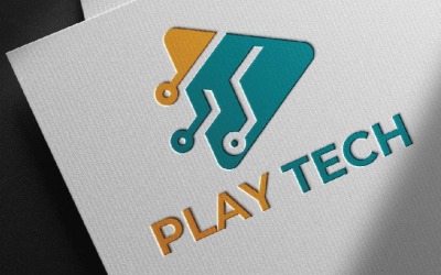Шаблон логотипу сучасної технології Play Circuit