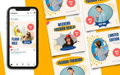 Szablon posta na Instagramie wyprzedaży mody 910