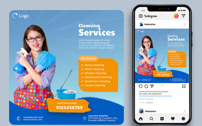 Modèle d&amp;#39;affiche de service de nettoyage gratuit pour les réseaux sociaux