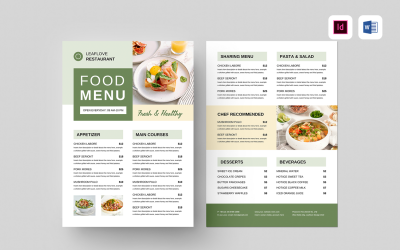 Food Menu | Microsoft Word &amp;amp; Adobe Indesign