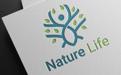 Szablon logo Green Nature Life Healthy People Tree Leaves