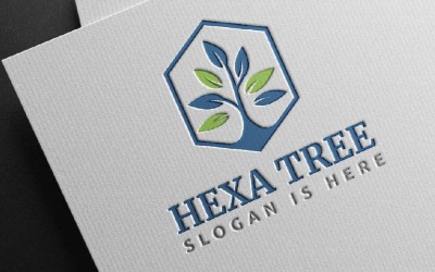 Yeşil Altıgen Orman Ağacı Ekoloji Doğa Yaprakları Logo Şablonu