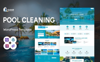 Clear Wave - WordPress Elementor-thema voor zwembadreiniging, onderhoud en installatie