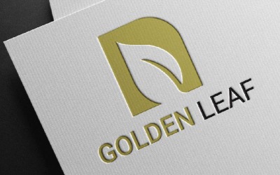 Minimalistische Öko-Branding-Logovorlage mit N-förmigem goldenen Blatt