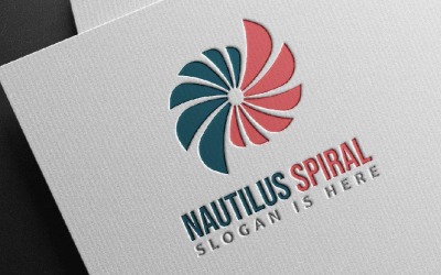 Nautilus Soyut Daire Spiral Pervane Fan Kabuğu İş Logosu Şablonu