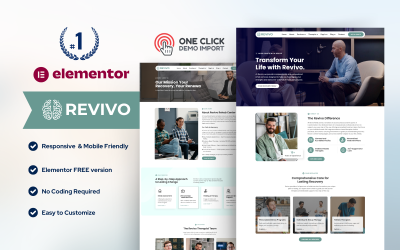 Revivo – Kit de modèles Elementor pour centre de rétablissement et de réadaptation en toxicomanie