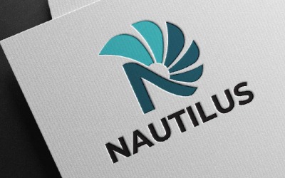 Szablon logo biznesowego Nautilus Shell N Letter Initial