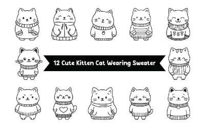 12 süße Kätzchen-Katzenfiguren mit Pullover