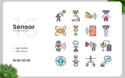 16 Sensor Colored Icons Set