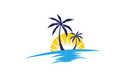 Ilustracja ikony letniej plaży z palmą v.6