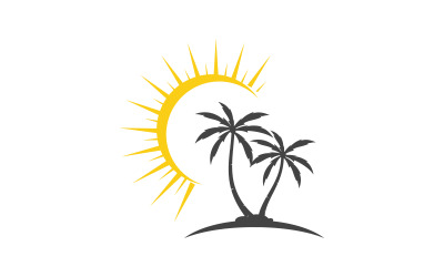 Ilustracja ikony letniej plaży z palmą v.7