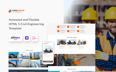 "Civil Group - Construction Company Multipage Modern HTML" - адаптивний Шаблон сайту №51405