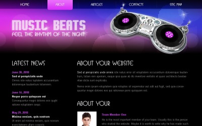 Gratis HTML5/CSS3-mall - Musikwebbplatsmall
