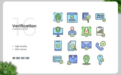 16 Verification Colored Icons Set