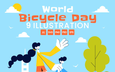 9 World Bicycle Day Illustration