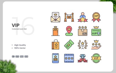 16 VIP Colored Icons Collection