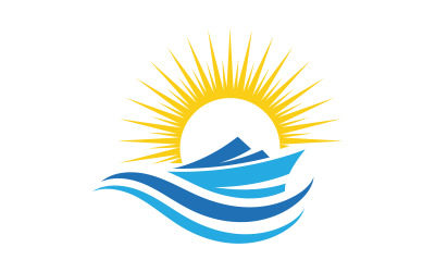 Modèle de logo d&amp;#39;icône vectorielle de bateau de croisière v.19