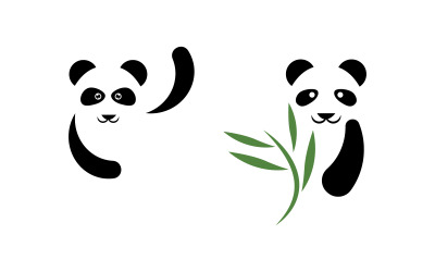 Modello di progettazione di illustrazione vettoriale del logo dell&amp;#39;icona carina del panda v.2
