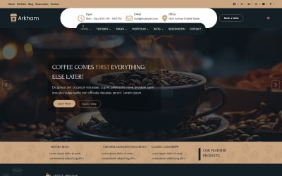 Arkham Coffee Shop &amp;amp; Coffee House Joomla sablon