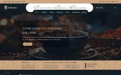 Arkham Coffee Shop & Coffee House Joomla Şablonu