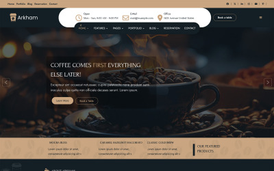 Arkham Kahve Dükkanı ve Kahve Evi Joomla Şablonu
