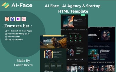 AI-Face – HTML-шаблон агентства AI та стартапу + підтримка RTL