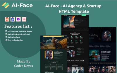 AI-Face - Modello HTML per agenzia e startup di intelligenza artificiale + RTL supportato