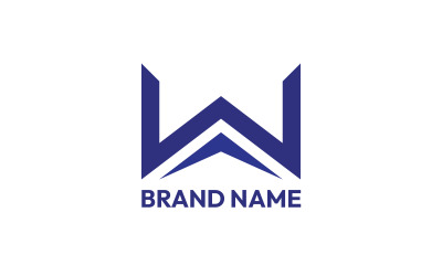 W písmeno Logo Modrý Design Koncept šablony