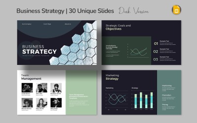 Estratégia de Negócios Moderna Google Slides – Visão, Metas e Análise Competitiva