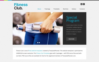 Modello di sito Web gratuito - Modello di sito Web di fitness club