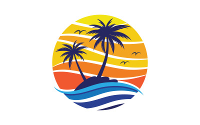 Palm tree summer beach icon illustration v.17