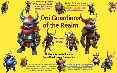 Modelo 3D dos Guardiões Oni do Reino