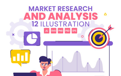 12 Market Research and Analysis Vector Illustration