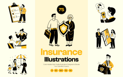 Försäkring Ritning Illustration Set