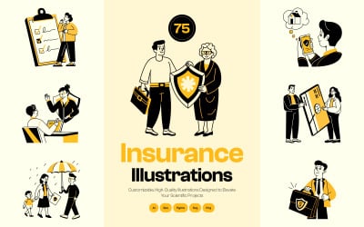 Insurance Drawing Illustration Set