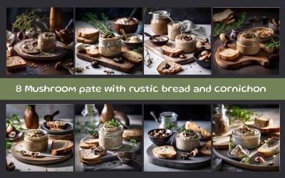 Mushroom pate with rustic bread and cornichon