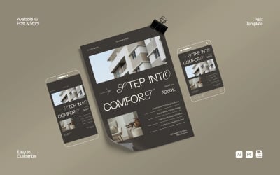 Brown White Experimental Typography Real Estate Flyer Set