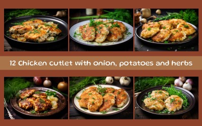 Soğan, patates ve otlarla tavuk pirzolası