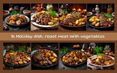Holiday dish,  roast meat with vegetables
