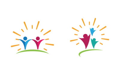 Human care group network and social logo design v.49