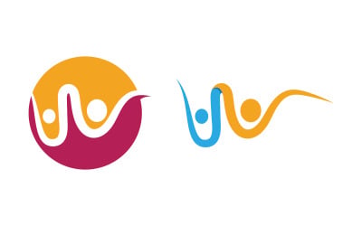 Human care group network and social logo design v.61