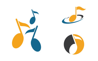 Modello di progettazione dell&amp;#39;illustrazione vettoriale del logo dell&amp;#39;icona della nota musicale v.1
